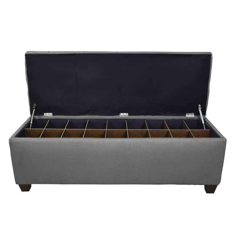 The Sole Secret Dark Grey Button Tufted Shoe Storage Bench