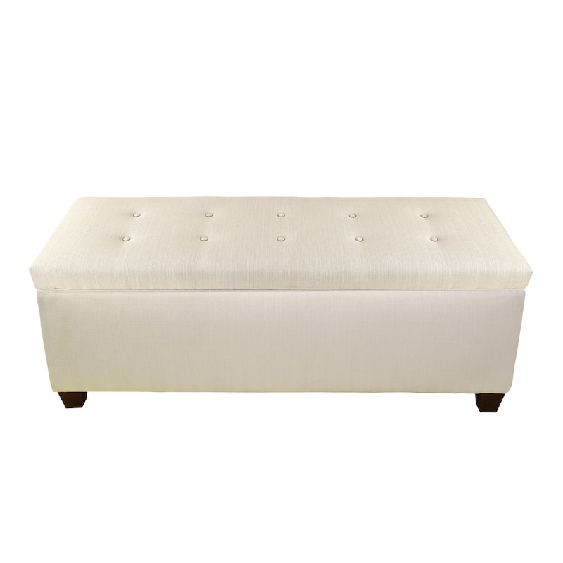 The Sole Secret Beige Button Tufted Shoe Storage Bench - Beige Large