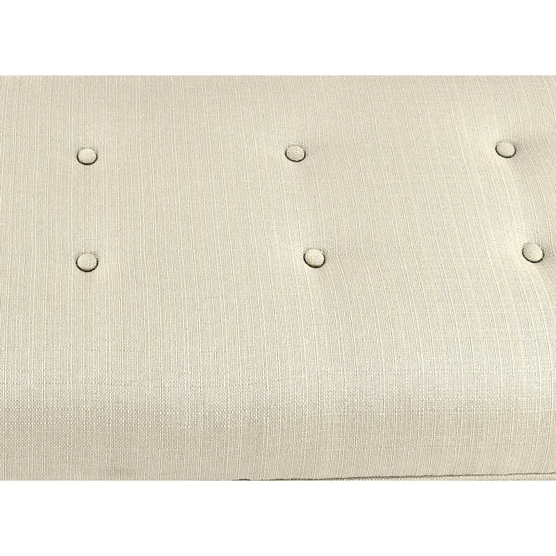 The Sole Secret Beige Button Tufted Shoe Storage Bench