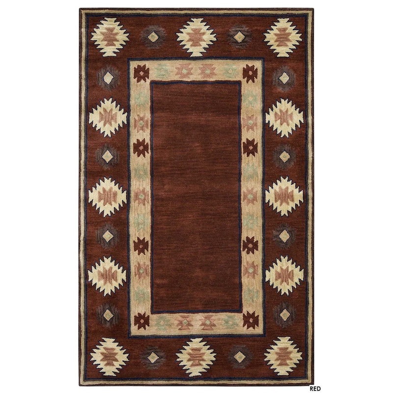 Alora Decor Ryder Hand-tufted Southwestern Wool Rug - 9' x 12' - Burgundy