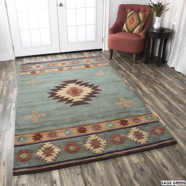 Ryder Collection Hand Tufted Geometric Wool Red Green Ryder Collection Hand Tufted Geometric Wool Red Green