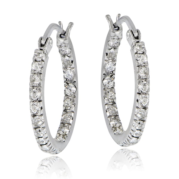Crystal Ice Sterling Silver Swarovski Elements Inside Out Small Crystal Ice Sterling Silver Swarovski Elements Inside Out Small Hoop Earrings
