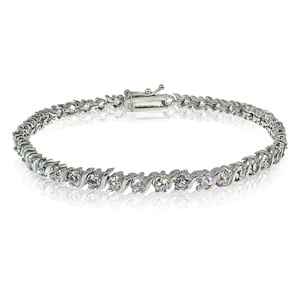 Crystal Ice Sterling Silver Swarovski Elements S Design Tennis Crystal Ice Sterling Silver Swarovski Elements S Design Tennis Bracelet