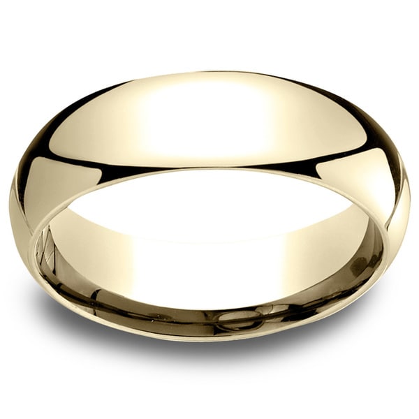 18k Yellow Gold Men's 6mm Comfort Fit Wedding Band - 18K Yellow Gold