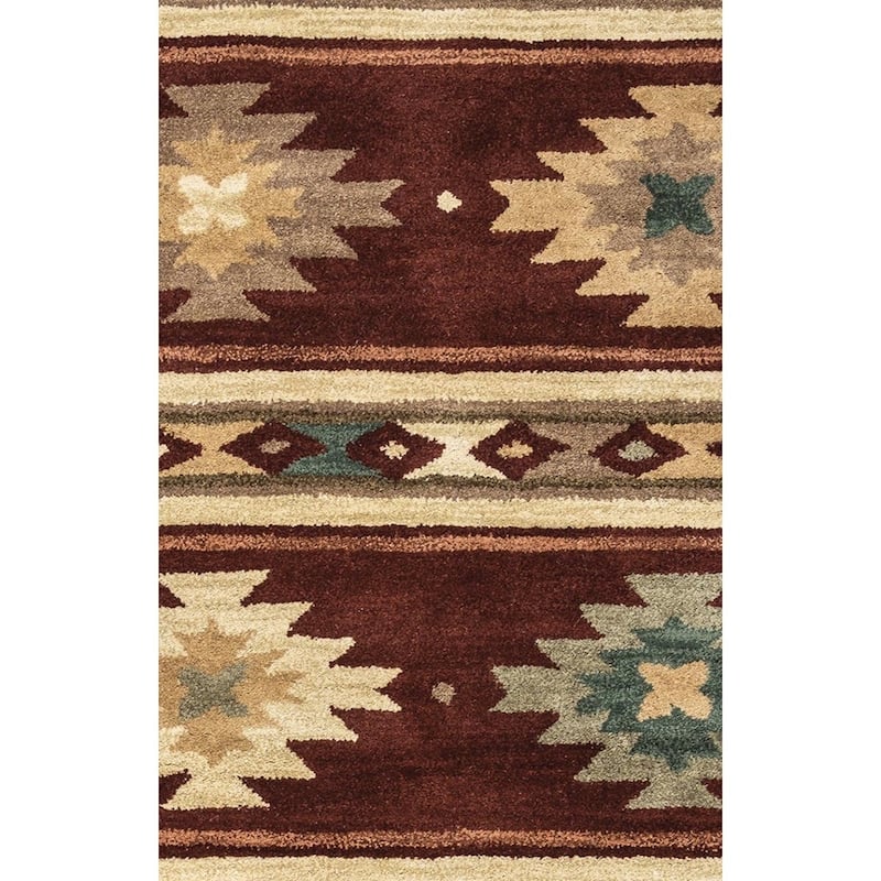 Alora Decor Ryder Red, Tan, Sage, and Teal Hand-tufted Wool Rug
