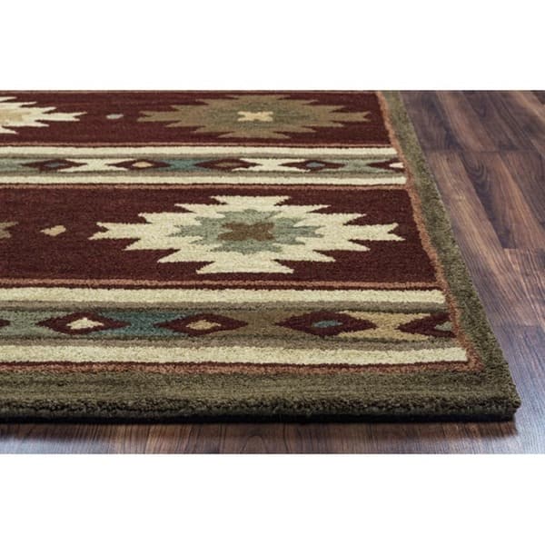 Alora Decor Ryder Red, Tan, Sage, and Teal Hand-tufted Wool Rug
