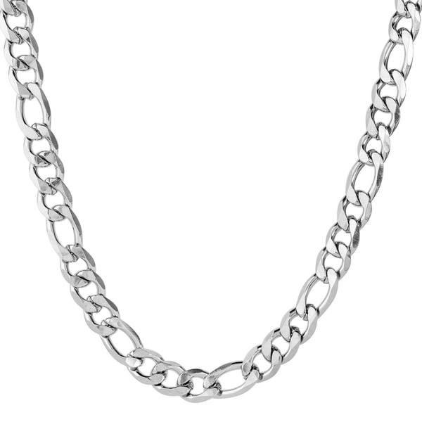 Men's Stainless Steel Beveled Figaro Chain Necklace (12 mm) - Free ...