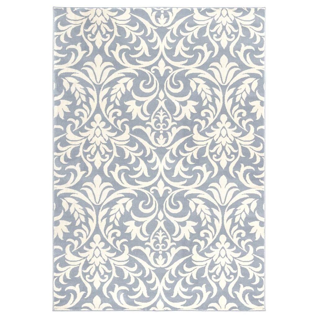Rizzy Home Millington Collection Power-loomed Trellis Grey/ Ivory Rug (6'7 x 9'6) - 6'7" x 9'6"