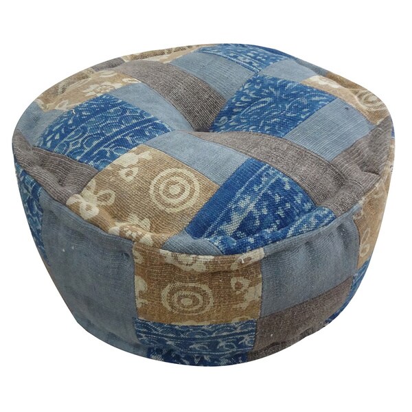 Shop Handmade Round Dhurrie Pouf (India) - On Sale - Free Shipping ...