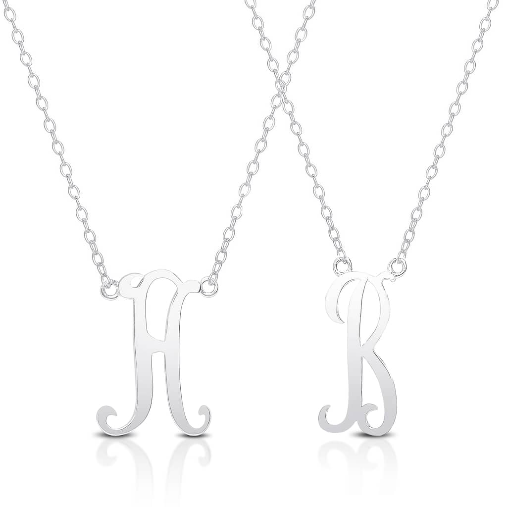 Dolce Giavonna Sterling Silver A to Z Option Initial Necklace