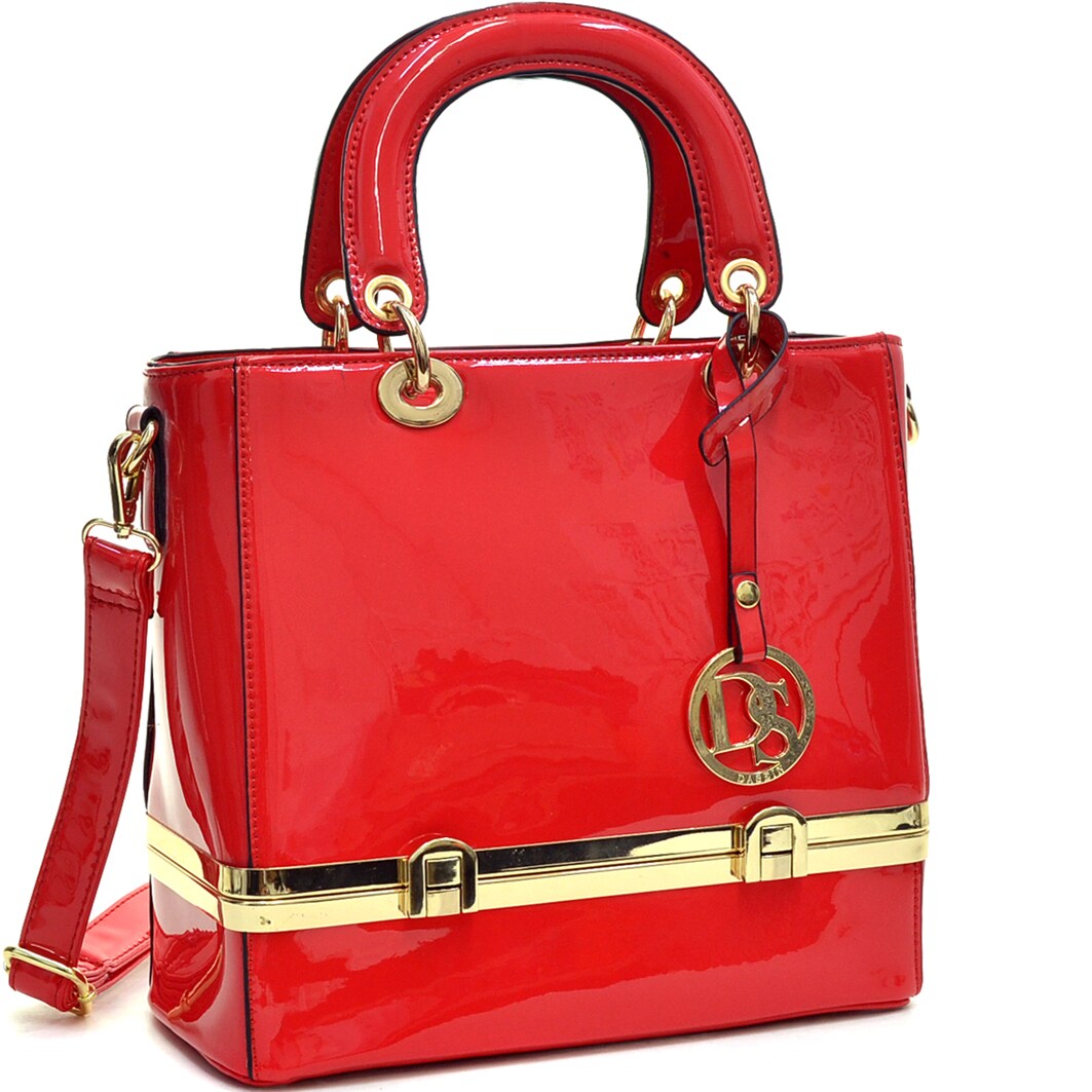 red patent leather pocketbook