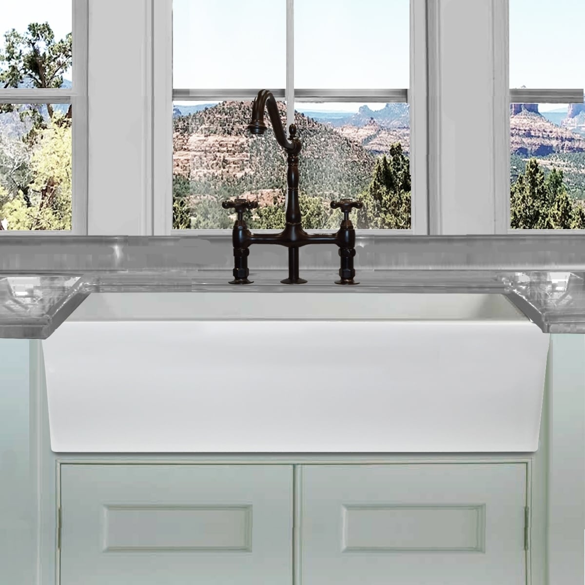Highpoint Collection 36 Inch Reversible Italian Fireclay Farmhouse Sink Overstock 10363453