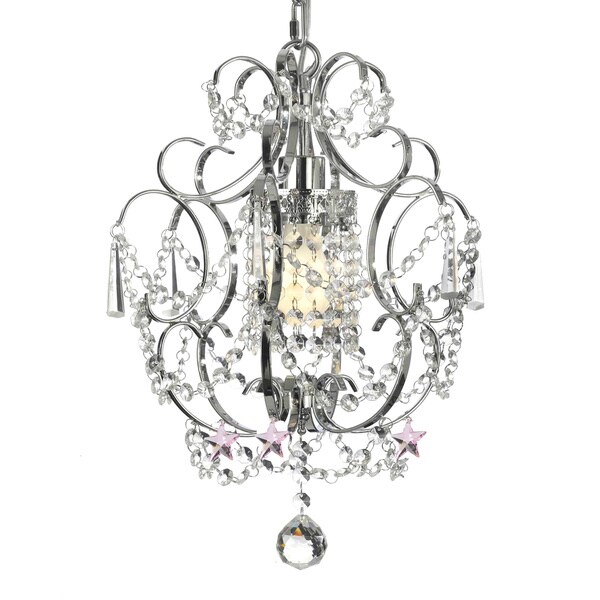 Shop Crystal Chrome Chandelier Pendant with Pink Stars Free Shipping Today Overstock 10363487