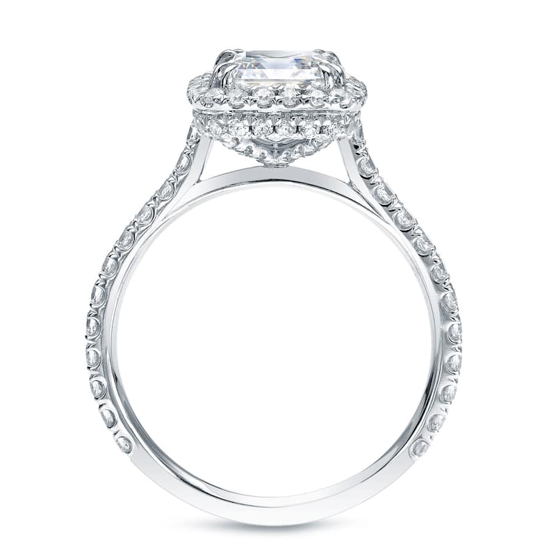 Auriya 14k Gold 1 1/2ctw Asscher-cut Halo Diamond Engagement Ring Certified (H-I, VS1-VS2)