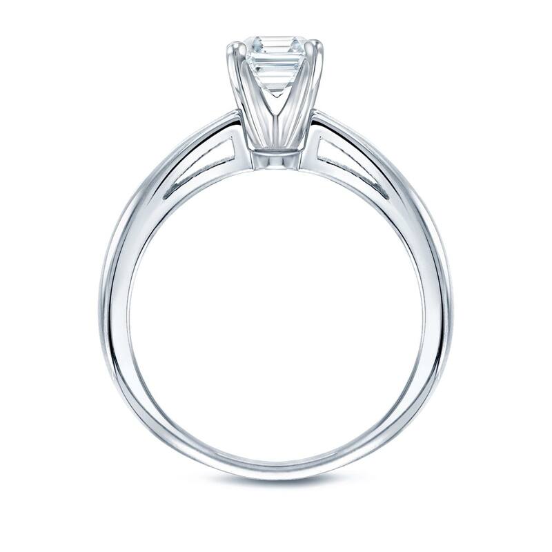 Auriya 14k Gold 3/4ctw Solitaire Asscher-cut Diamond Engagement Ring Certified