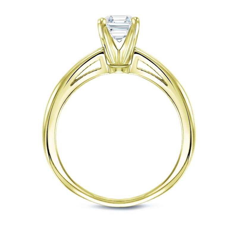 Auriya 14k Gold 3/4ctw Solitaire Asscher-cut Diamond Engagement Ring Certified