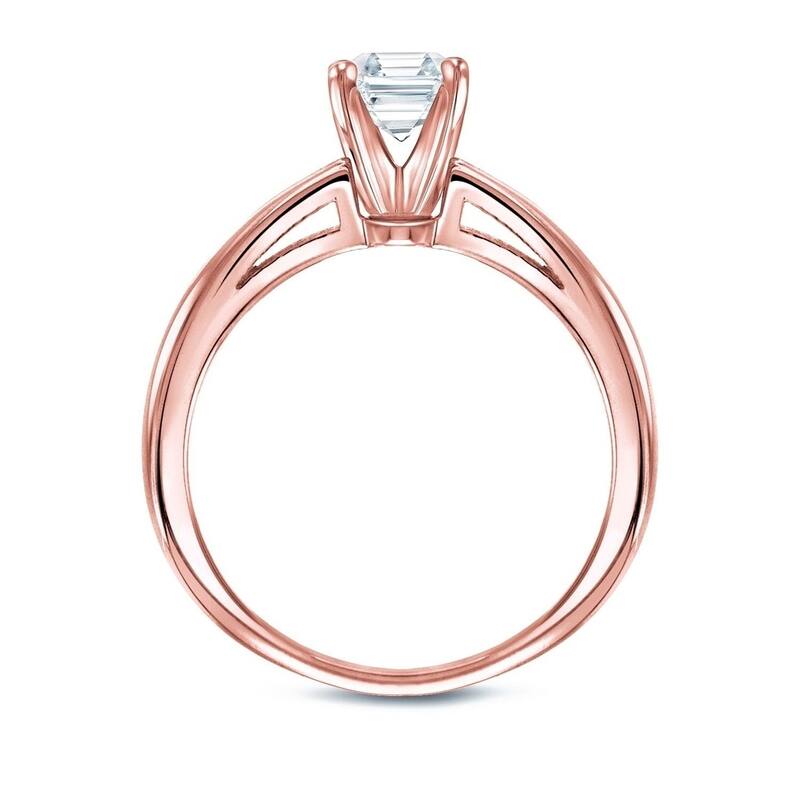 Auriya 14k Gold 3/4ctw Solitaire Asscher-cut Diamond Engagement Ring Certified