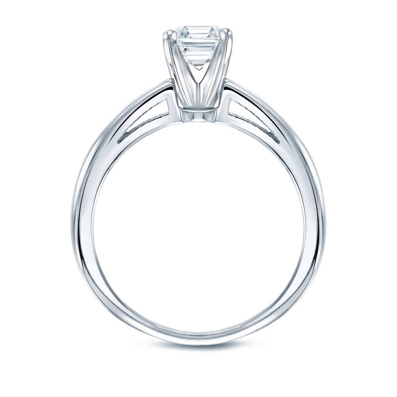Auriya 18k Gold 3/4ctw Solitaire Asscher-cut Diamond Engagement Ring Certified