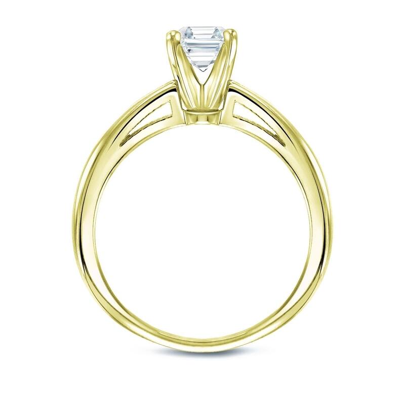Auriya 18k Gold 3/4ctw Solitaire Asscher-cut Diamond Engagement Ring Certified