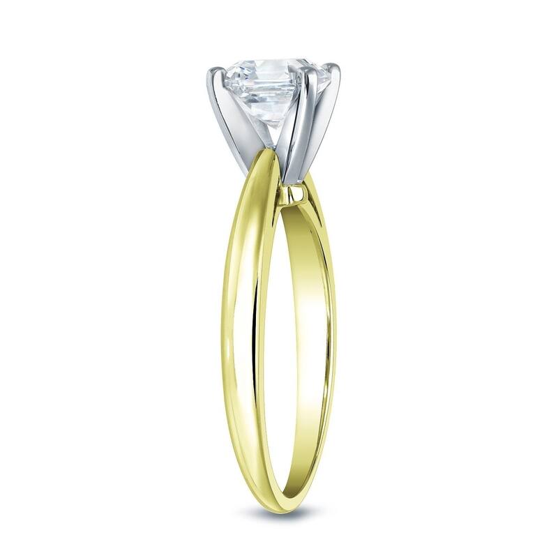 Auriya 18k Gold 3/4ctw Solitaire Asscher-cut Diamond Engagement Ring Certified
