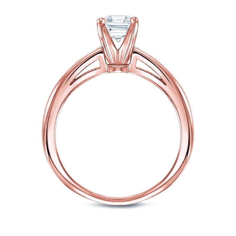 Auriya 18k Gold 3/4ctw Solitaire Asscher-cut Diamond Engagement Ring Certified