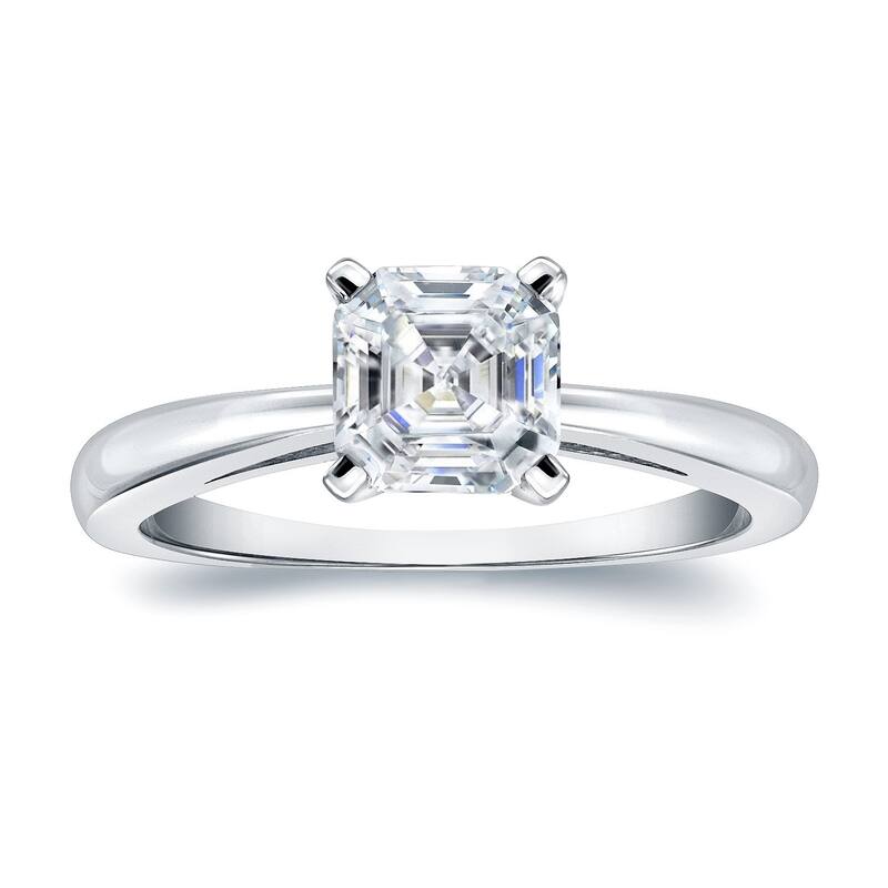Auriya 18k Gold 3/4ctw Solitaire Asscher-cut Diamond Engagement Ring Certified