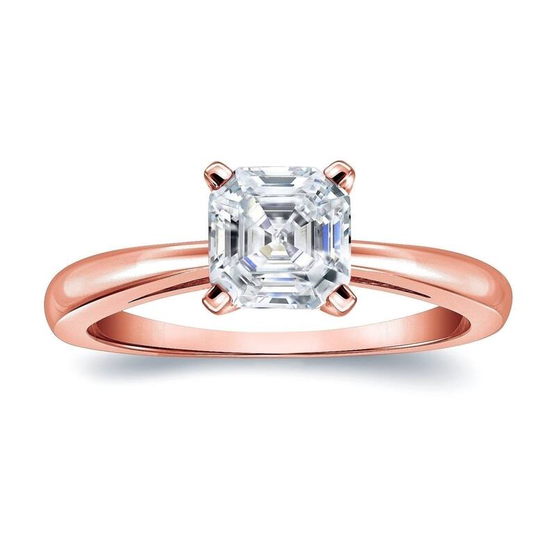 Auriya 18k Gold 3/4ctw Solitaire Asscher-cut Diamond Engagement Ring Certified