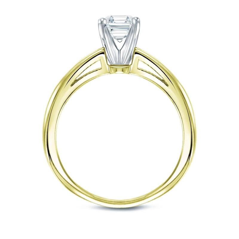 Auriya 18k Gold 3/4ctw Solitaire Asscher-cut Diamond Engagement Ring Certified