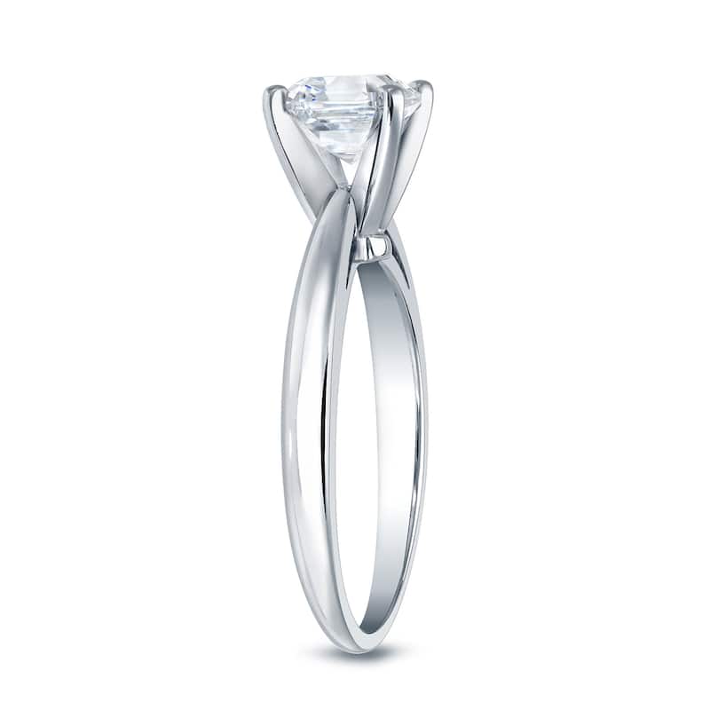 Auriya Platinum 3/4ctw Solitaire Asscher-cut Diamond Engagement Ring Certified (H-I, VS1-VS2)