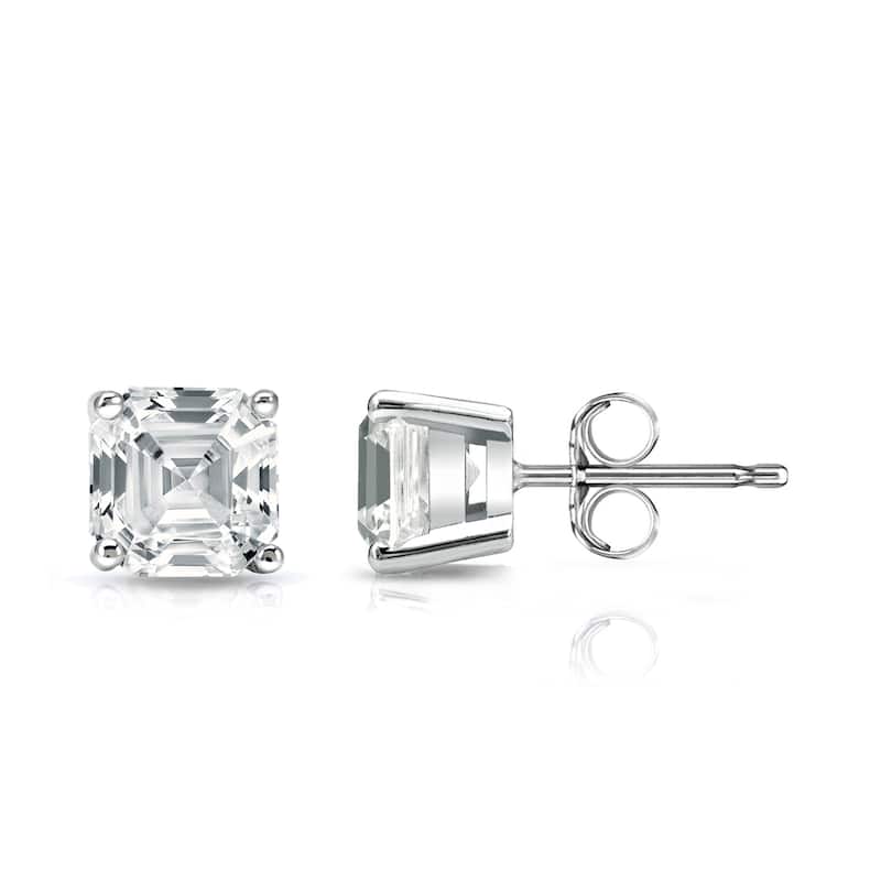Auriya 1 1/2ctw Asscher-cut Diamond Stud Earrings 14k Gold Certified