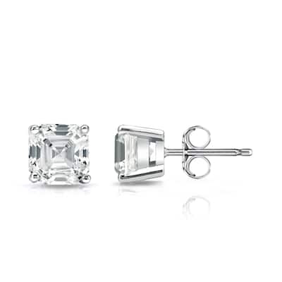 Auriya 1 1/2ctw Asscher-cut Diamond Stud Earrings 14k Gold Certified