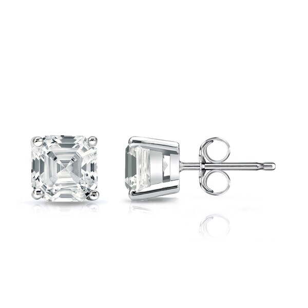 1.5 carat asscher cut diamond stud earrings