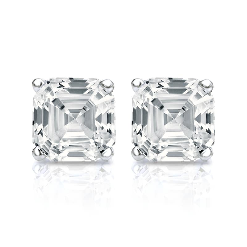 Auriya 1 1/2ctw Asscher-cut Diamond Stud Earrings 14k Gold Certified