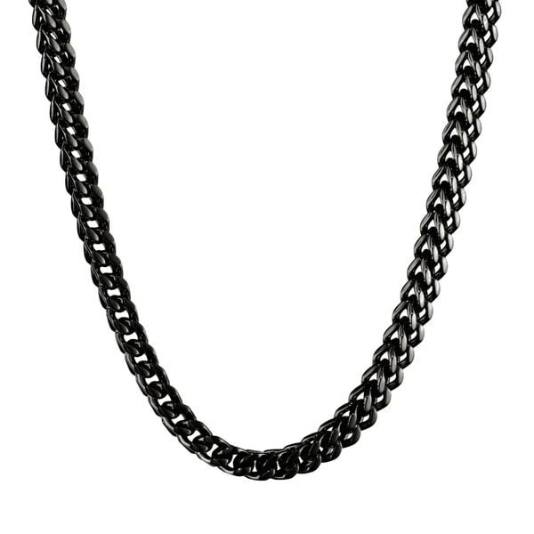 Shop Men's Black-plated Stainless Steel Wheat Chain Necklace (6mm) - On