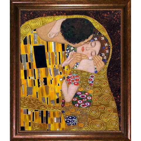 Gustav Klimt 'The Kiss' (Luxury Line) Hand Painted Framed Canvas Art