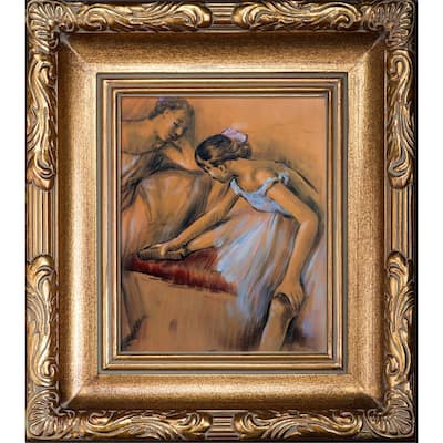 La Pastiche Edgar Degas 'Dancers in Repose' Hand Painted Framed Canvas Art