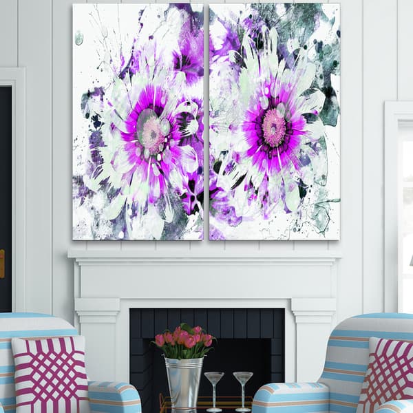 Design Art 'Purple and White Daisies' Canvas Art Print 40Wx40H Inches