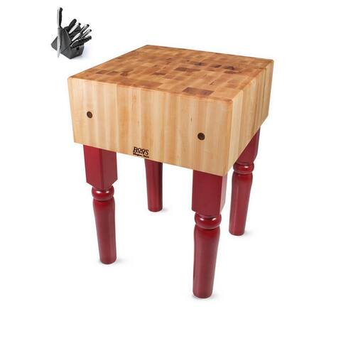 John Boos Barn Red Butcher Block 24x18 Table AB02-BR & Henckels 13 ...