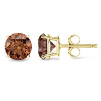 14k Yellow Gold Champagne Diamond Stud Earrings On 14k Yellow Gold 1 2ct To Tdw Round Brown Diamond Stud Earrings