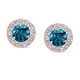 preview thumbnail 2 of 12, Auriya 1/2 to 2ctw Blue Diamond Halo Stud Earrings 14k Rose Gold