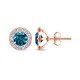 preview thumbnail 1 of 12, Auriya 1/2 to 2ctw Blue Diamond Halo Stud Earrings 14k Rose Gold