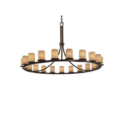Justice Design Limoges Dakota 21-light Dark Bronze Chandelier, Dark Bronze Cylinder - Flat Rim Shade