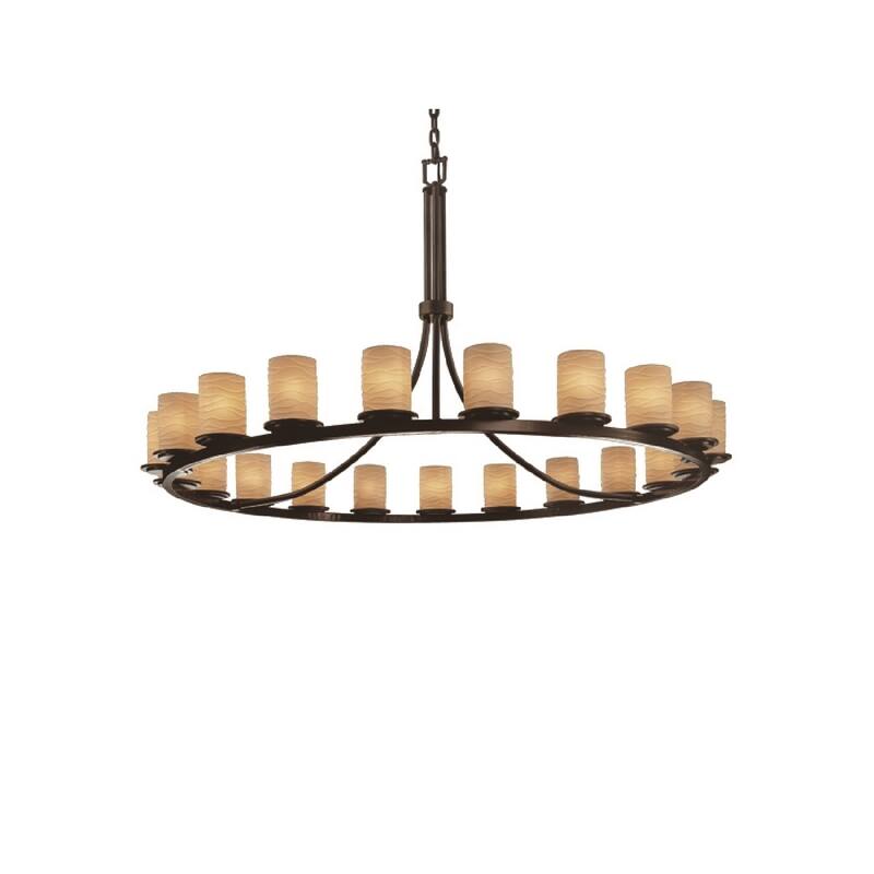 Justice Design Limoges Dakota 21-light Dark Bronze Chandelier, Dark Bronze Cylinder - Flat Rim Shade - Dark Bronze, Off-white