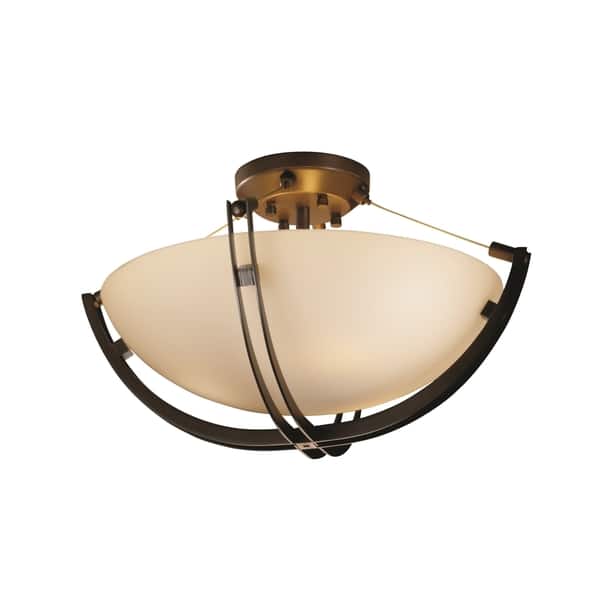 Shop Justice Design Group Fusion Crossbar 3 Light Dark Bronze Round Bowl Semi Flush Opal Shade Overstock 10364303