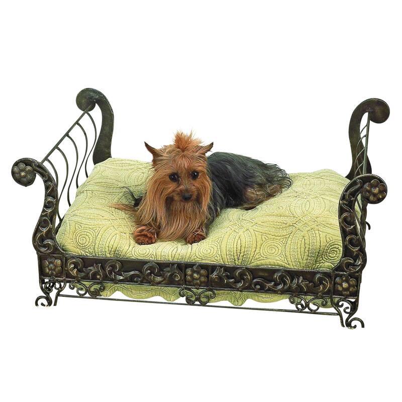 Faux Antique Brass Iron and Tole Pet Sleigh Bed
