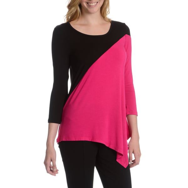 Chelsea & Theodore Women's Asymmetrical Color Block Top - Free Shipping ...