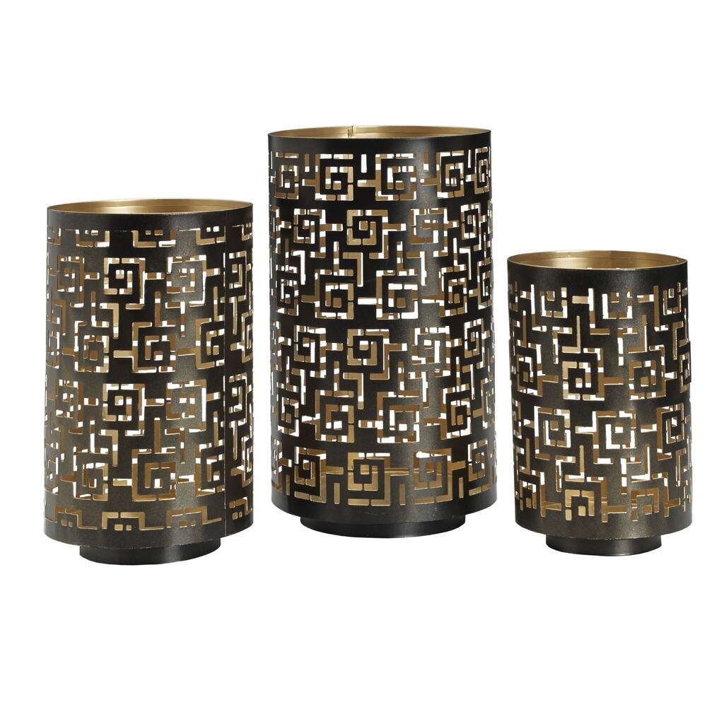 Elements Greek Key Metal Luminaries (Set of 3)