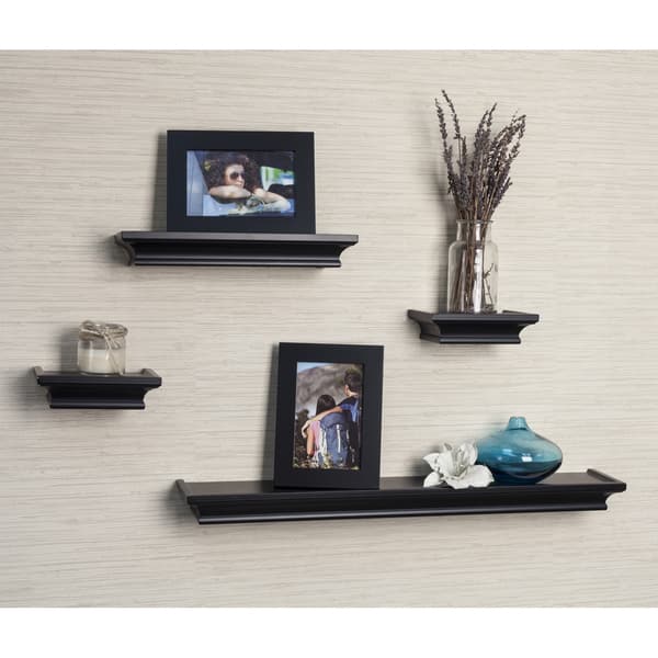 Shop Danya B Black Cornice Ledge Shelves With Photo Frames Set