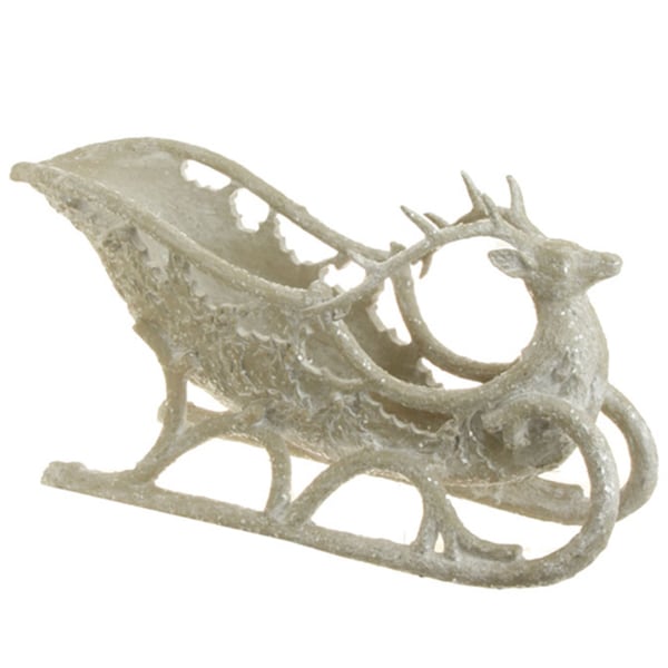 Large White Deer Sleigh Decorative Object