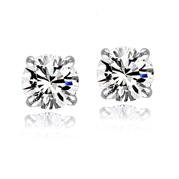 Crystal Ice Sterling Silver 3mm Swarovski Elements Round Stud Earrings